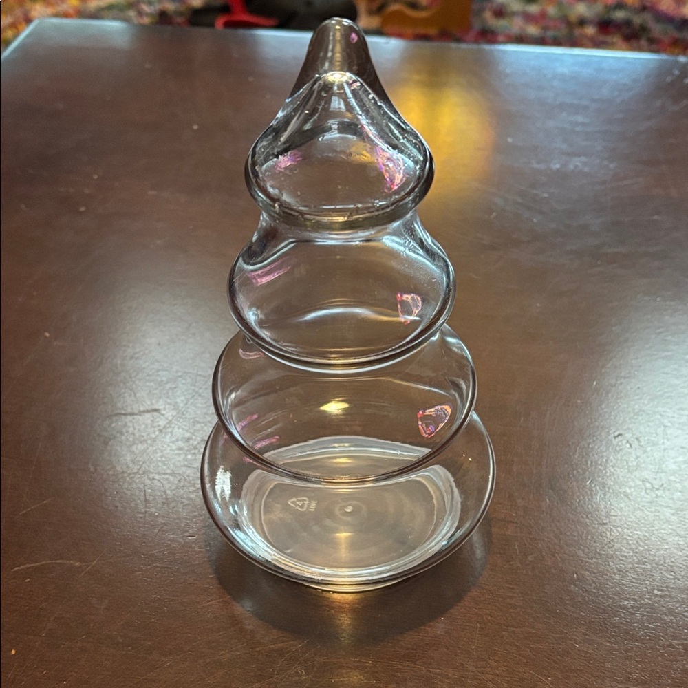 Clear Glass Christmas Tree Candy Holder